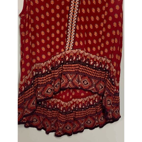 Patrons of Peace Women's Sangria Floral Embroidered Indian Tank Top Red Small - Picture 6 of 11